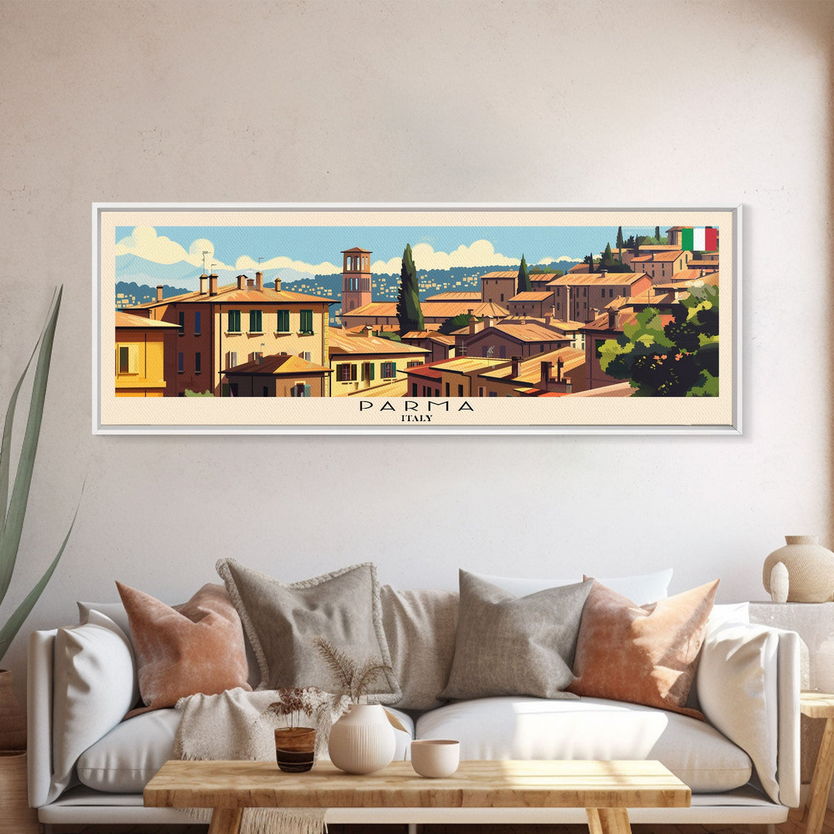 Parma Italy Wall Art, Panoramic Travel Poster, Panoramic Framed Canvas Print, City Wall Art, Wall Hanging Home Decor, Travel Art