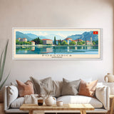 Podgorica Montenegro Travel Art, City Art, Framed Canvas Print or Metal Wall Art, Europe Travel Poster, Panoramic Wall Art, Extra Wide Wall Art