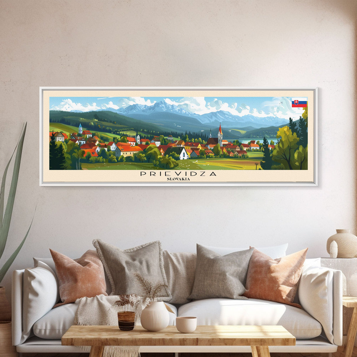 Prievidza Slovakia Travel Print Wall Art, Panoramic City Art, Travel Art, Wall Decor, Vacation Gift, Framed Canvas Print Or Metal Art