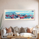 Reykjavik Iceland Wall Art, Panoramic Travel Poster, Panoramic Framed Canvas Print, City Wall Art, Wall Hanging Home Decor, Travel Art