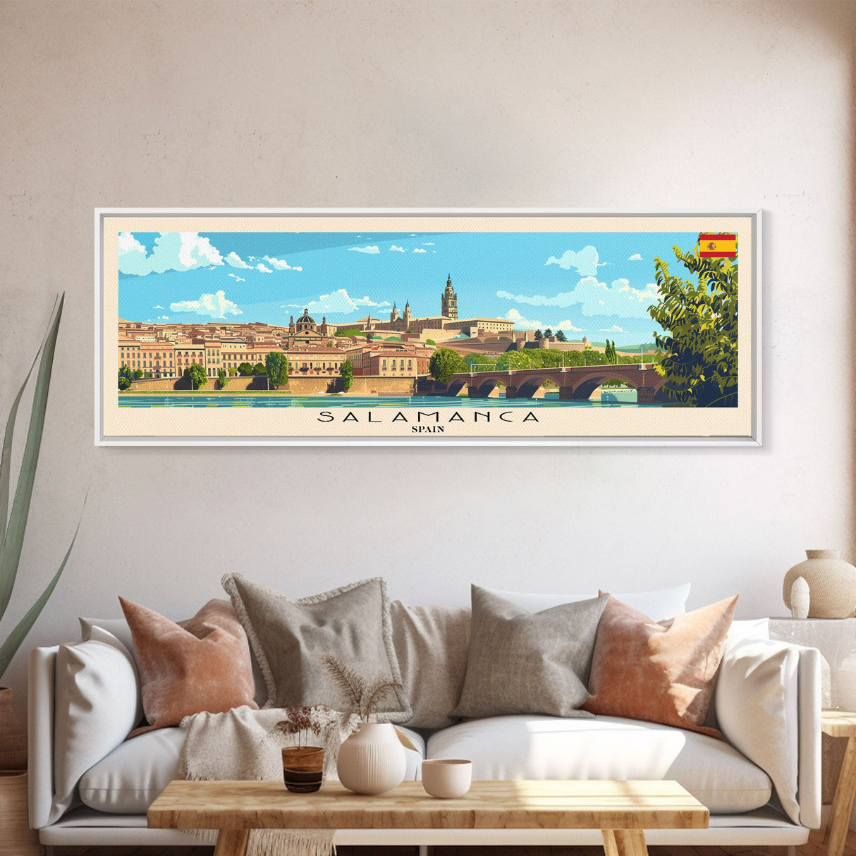 Salamanca Spain Travel Print Wall Art, Panoramic City Art, Travel Art, Wall Decor, Vacation Gift, Framed Canvas Print Or Metal Art