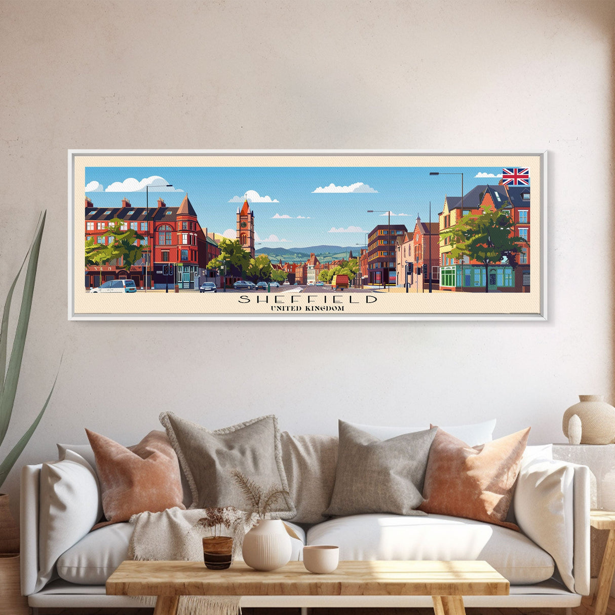 Sheffield United Kingdom Wall Art, Panoramic Travel Poster, Panoramic Framed Canvas Print, City Wall Art, Wall Hanging Home Decor, Travel Art