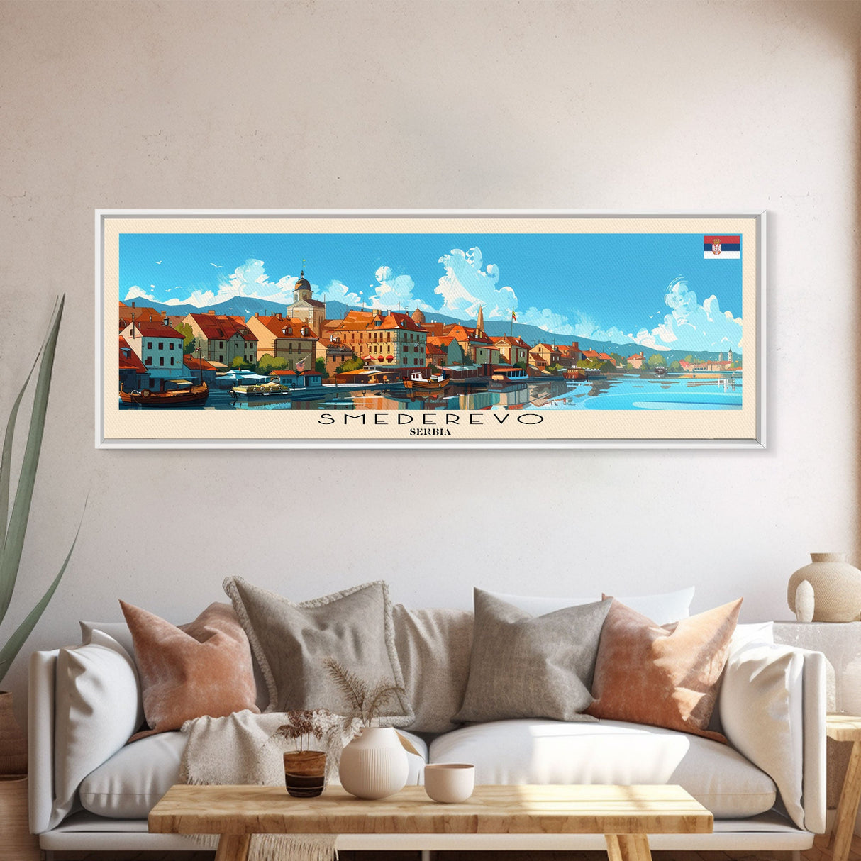 Smederevo Serbia Travel Print Wall Art, Panoramic City Art, Travel Art, Wall Decor, Vacation Gift, Framed Canvas Print Or Metal Art