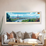 Stuttgart Germany Wall Art, Panoramic Travel Poster, Panoramic Framed Canvas Print, City Wall Art, Wall Hanging Home Decor, Travel Art