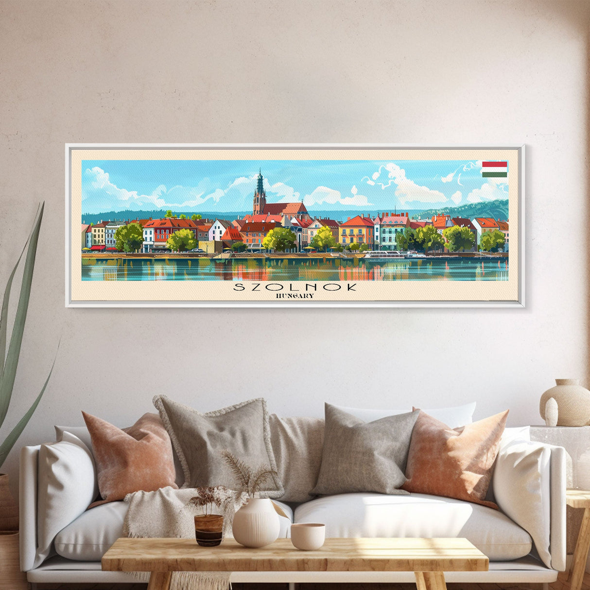 Szkesfehervar Hungary Panoramic Travel Poster, Framed Canvas Print or Metal Wall Art, Travel Art, Home Decor, Panoramic Painting, Midcentury Art