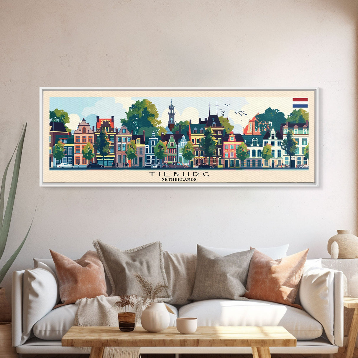 Tilburg Netherlands Wall Art, Panoramic Travel Poster, Panoramic Framed Canvas Print, City Wall Art, Wall Hanging Home Decor, Travel Art