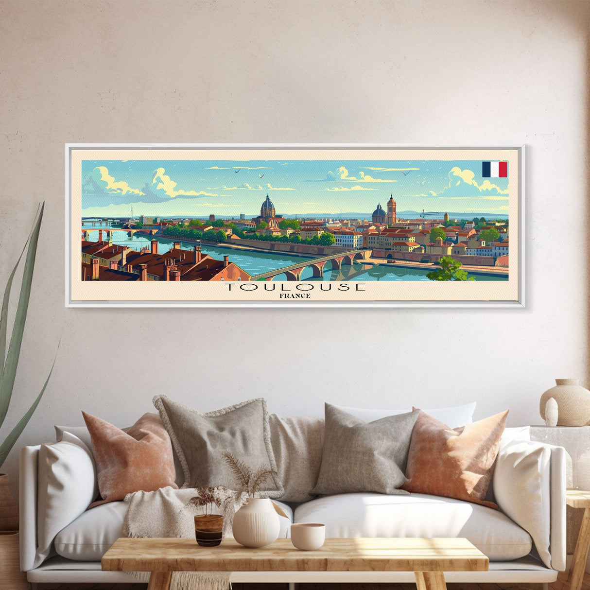 Toulouse Franc Wall Art, Panoramic Travel Poster, Panoramic Framed Canvas Print, City Wall Art, Wall Hanging Home Decor, Travel Art