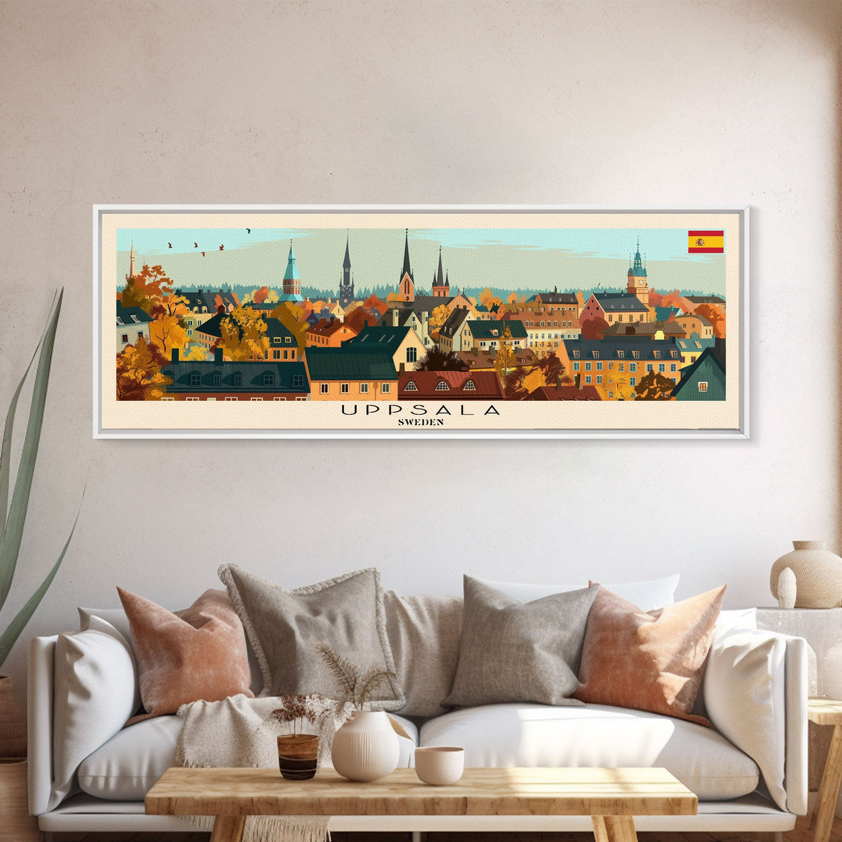 Uppsala Sweden Wall Art, Panoramic Travel Poster, Panoramic Framed Canvas Print, City Wall Art, Wall Hanging Home Decor, Travel Art