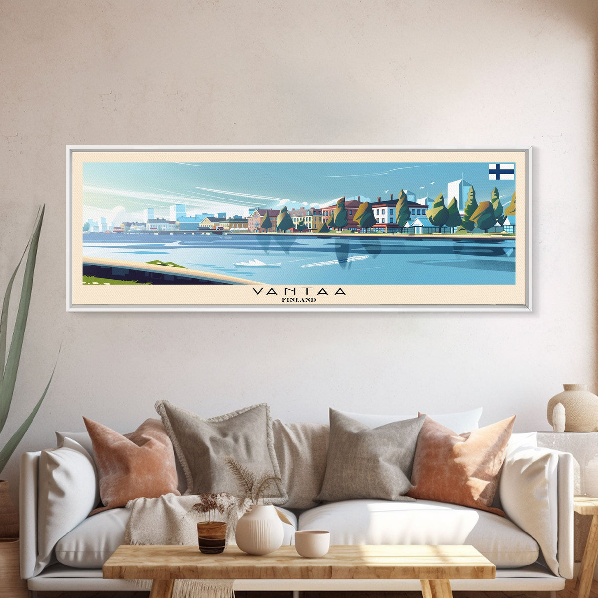 Vantaa Finland Travel Print Wall Art, Panoramic City Art, Travel Art, Wall Decor, Vacation Gift, Framed Canvas Print Or Metal Art