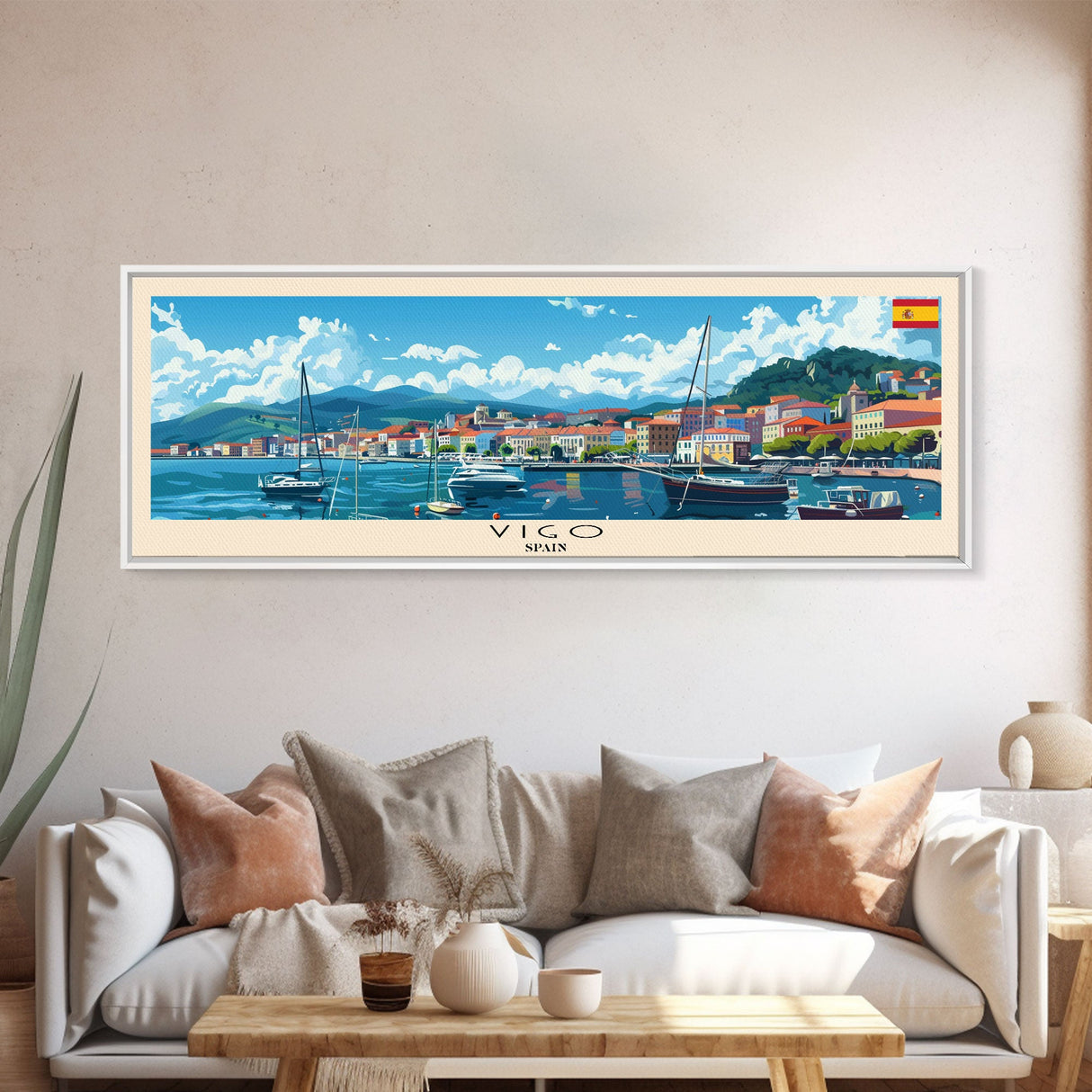 Vigo Spain Wall Art, Panoramic Travel Poster, Panoramic Framed Canvas Print, City Wall Art, Wall Hanging Home Decor, Travel Art