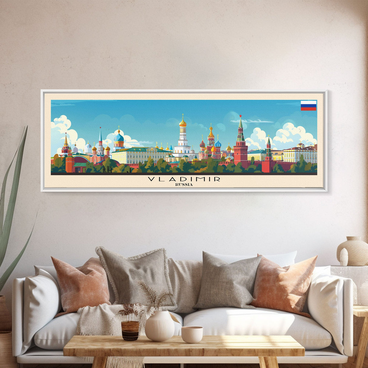 Vladimir Russia Wall Art, Panoramic Travel Poster, Panoramic Framed Canvas Print, City Wall Art, Wall Hanging Home Decor, Travel Art