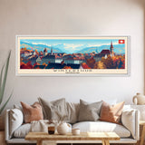 Winterthur Switzerland Travel Art, City Art, Framed Canvas Print or Metal Wall Art, Europe Travel Poster, Panoramic Wall Art, Extra Wide Wall Art