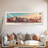 Wolverhampton United Kingdom Panoramic Travel Poster, Framed Canvas Print or Metal Wall Art, Travel Art, Home Decor, Panoramic Painting, Midcentury Art