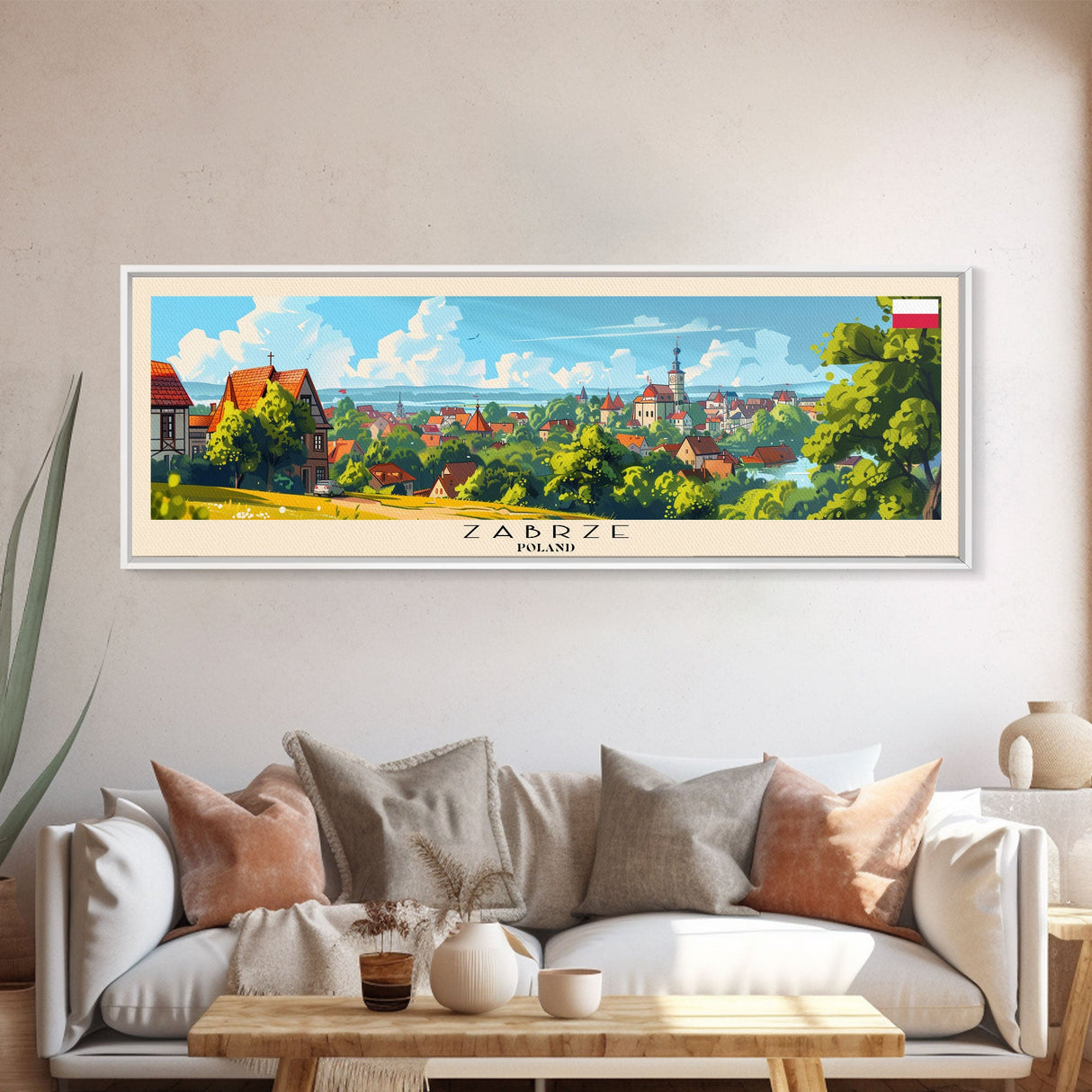 Zabrze Poland Wall Art, Panoramic Travel Poster, Panoramic Framed Canvas Print, City Wall Art, Wall Hanging Home Decor, Travel Art