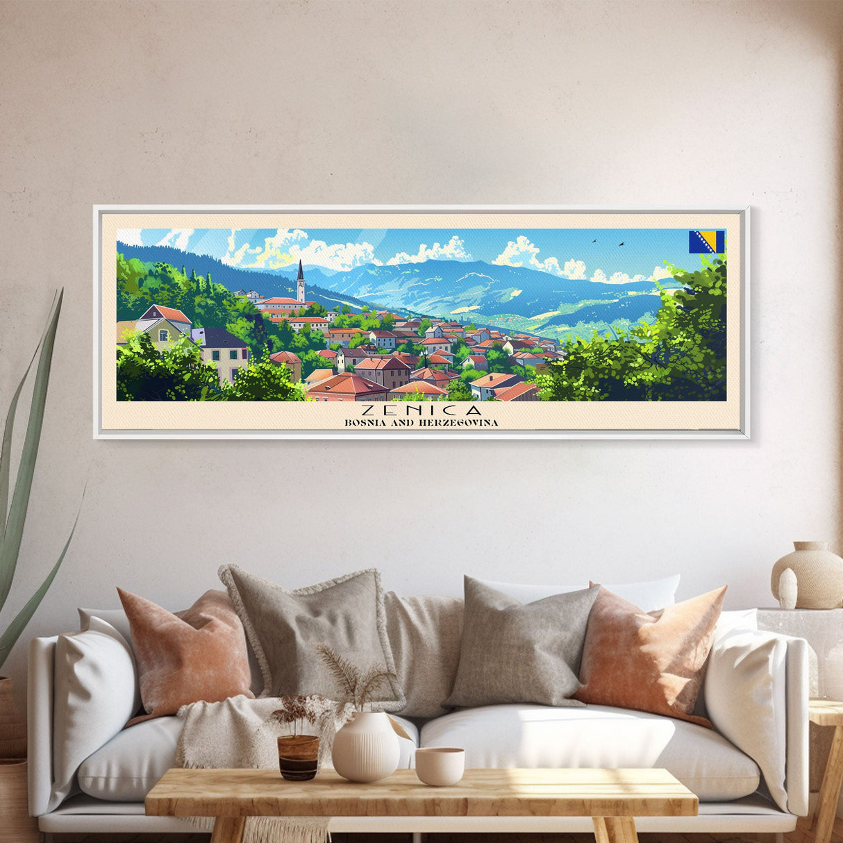 Zenica Bosnia Travel Print Wall Art, Panoramic City Art, Travel Art, Wall Decor, Vacation Gift, Framed Canvas Print Or Metal Art