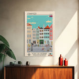 Stavanger Norway Travel Poster Framed Canvas Print, Midcentury Modern Art, Pop Art Wall Decor, Living Room Art, Home Decoration