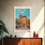 Toulouse France Travel Poster Framed Canvas Print, Midcentury Modern Art, Pop Art Wall Decor, Living Room Art, Scenic Wall Art