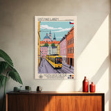 Ústí nad Labem Czech Republic Travel Poster Framed Canvas Print, Midcentury Modern Art, Pop Art Wall Decor, Living Room Art