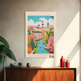 Vologda Russia Travel Poster Framed Canvas Print, Midcentury Modern Art, Pop Art Wall Decor, Living Room Art, Home Decoration