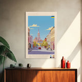 Zhytomyr Ukraine Travel Poster Framed Canvas Print, Midcentury Modern Art, Pop Art Wall Decor, Living Room Art, Home Decoration