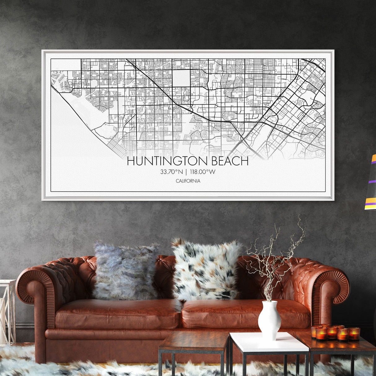 Huntington Beach City Map, California Map, Map Art, Modern Art, Wall Art, Canvas Art, Coastal Wall Art, Ocean Wall Art, Travel Gifts For Men