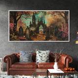 Ye Old Haunted Graveyard, Framed Canvas Print, Halloween Art