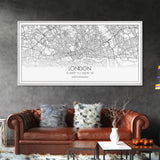 London City Map, England Map, Map Art, Modern Art, Wall Art, Canvas Art, Dorm Room Décor, Beach House Art, Travel Lover Gift, Home Décor