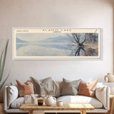 Alamo Lake Arizona Panoramic Framed Canvas Print, Lake House Decor, Minimalist Art, Travel Poster, Wood Wall Art, Scenic Painting