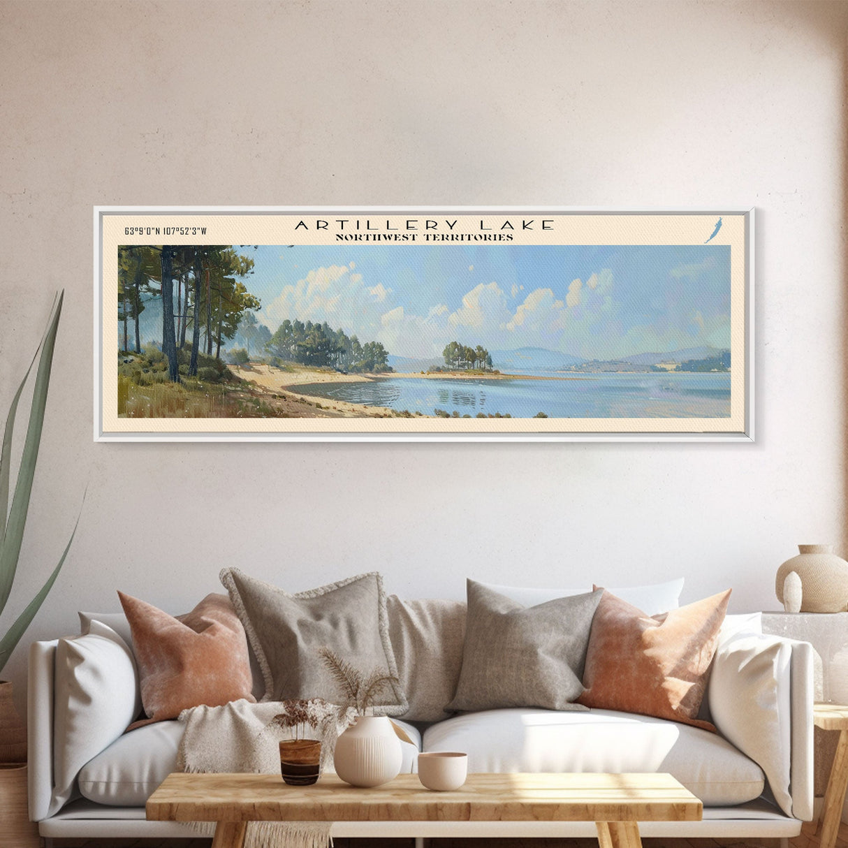 Artillery Lake Panoramic Framed Canvas Print, Lake House Art, Modern Decor, Travel Poster, Scenic View, Home Decoration