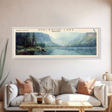 Avalanche Lake Montana Panoramic Framed Canvas Print, Lake House Art, Boho Decor, Travel Poster, Nature Wall Art, Serene Scene