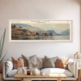 Baker Lake Washington Panoramic Framed Canvas Print, Lake House Art, Boho Decor, Travel Poster, Nature Wall Art, Serene Scene