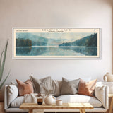 Belews Lake North Carolina Panoramic Framed Canvas Print, Lake House Decor, Scenic View, Travel Poster, Minimalist Art, Home Decor