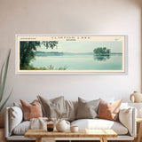 Clinton Lake Illinois Framed Canvas Print, Panoramic Lake House Decor, Wide Wall Art, Travel Poster, Rustic Lake Painting, Nature Art