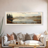 Cobbosseecontee Lake Maine Framed Canvas Print, Panoramic Lake House Decor, Wide Wall Art, Travel Poster, Rustic Lake Painting, Nature Art