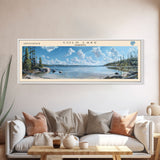 Cold Lake Framed Canvas Print, Lake House Art, Panoramic Wide Art, Travel Poster, Modern Lake Painting, Home Decor