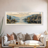 Colville Lake Framed Canvas Print, Lake House Decor, Panoramic Wide Art, Travel Poster, Modern Lake Painting, Nature Art