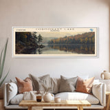 Coralville Lake Iowa Framed Canvas Print, Lake House Art, Panoramic Wide Art, Travel Poster, Modern Lake Painting, Nature Art