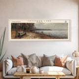 Crooked Lake Indiana Framed Canvas Print, Panoramic Lake House Decor, Wall Art, Travel Poster, Rustic Lake Painting, Nature Art