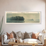 Cross Lake Louisiana Framed Canvas Print, Panoramic Lake House Decor, Wall Art, Travel Poster, Rustic Lake Painting, Nature Art