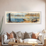 Cross Lake Louisiana Framed Canvas Print, Panoramic Lake House Decor, Wall Art, Travel Poster, Rustic Lake Painting, Nature Art