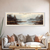 Davy Lake Framed Canvas Print, Lake House Decor, Panoramic Wall Art, Travel Poster, Rustic Lake Painting, Home Decor