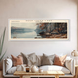 Deal Lake New Jersey Framed Canvas Print, Lake House Art, Panoramic Wall Art, Travel Poster, Rustic Lake Painting, Home Decor