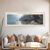 Detroit Lake Oregon Framed Canvas Print, Lake House Decor, Panoramic Wall Art, Travel Poster, Rustic Lake Painting, Nature Art