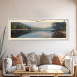 Echo Lake Montana Framed Canvas Print, Panoramic Lake House Decor, Wall Art, Travel Poster, Modern Lake Painting, Nature Art