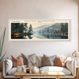 Falcon International Reservoir Framed Canvas Print, Lake House Decor, Panoramic Wall Art, Travel Poster, Modern Lake Painting, Nature Art