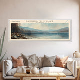 Farrington Lake New Jersey Framed Canvas Print, Lake House Decor, Panoramic Wall Art, Travel Poster, Modern Lake Painting, Nature Art