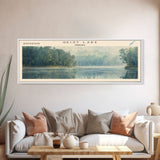 Geist Lake Indiana Framed Canvas Print, Panoramic Lake House Decor, Wall Art, Travel Poster, Peaceful Lake Painting, Nature Art