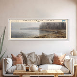 Grand Lake St. Marys Ohio Framed Canvas Print, Lake House Art, Panoramic Wall Art, Travel Poster, Captivating Lake Painting, Home Decor