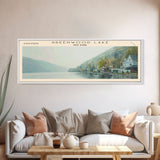 Greenwood Lake New York Framed Canvas Print, Lake House Art, Panoramic Wall Art, Travel Poster, Peaceful Lake Painting, Home Decor