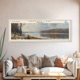 Grenada Lake Mississippi Framed Canvas Print, Lake House Art, Panoramic Wall Art, Travel Poster, Picturesque Lake Painting, Home Decor